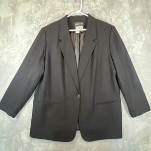 Sag Harbor Blazer Vintage 100% Wool Jacket Size 20W Black One‎ Button Closure